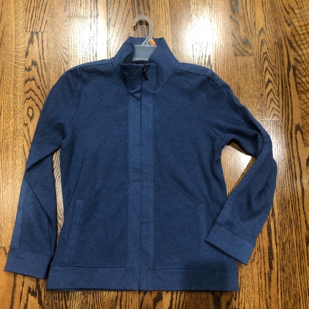 2/$30 Talbots Navy Blue Full Zip Sweater Jacket Mock Neck Lightweight Sz MP - Picture 4 of 12